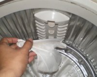 洗濯機の掃除は必ずネットを外す。